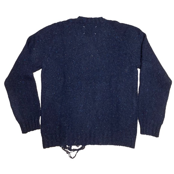 Maison Margiela Distressed Navy Hem Knit Sweater - Picture 2 of 8